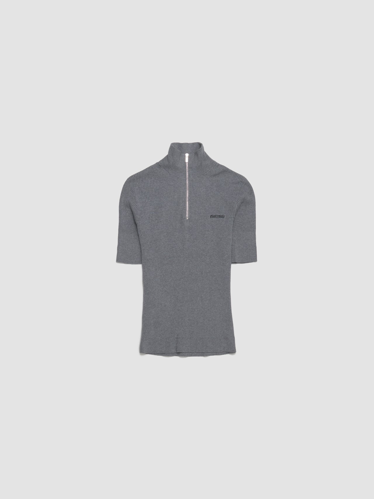 Cotton Half-Zip Sweater in Grey