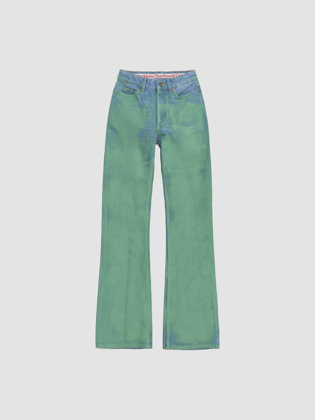 x VOO Painted Bootcut Jeans in Green