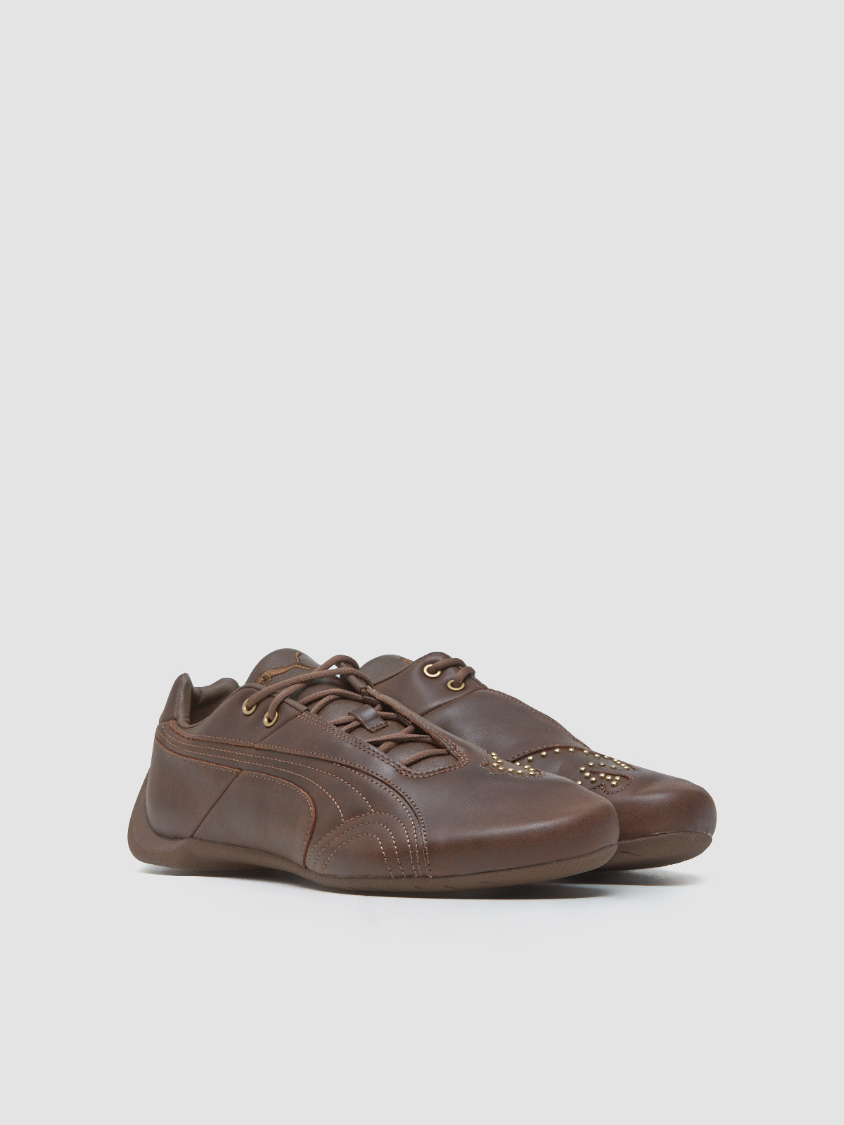 Future Cat Studs Sneaker in Espresso Brown & Gold