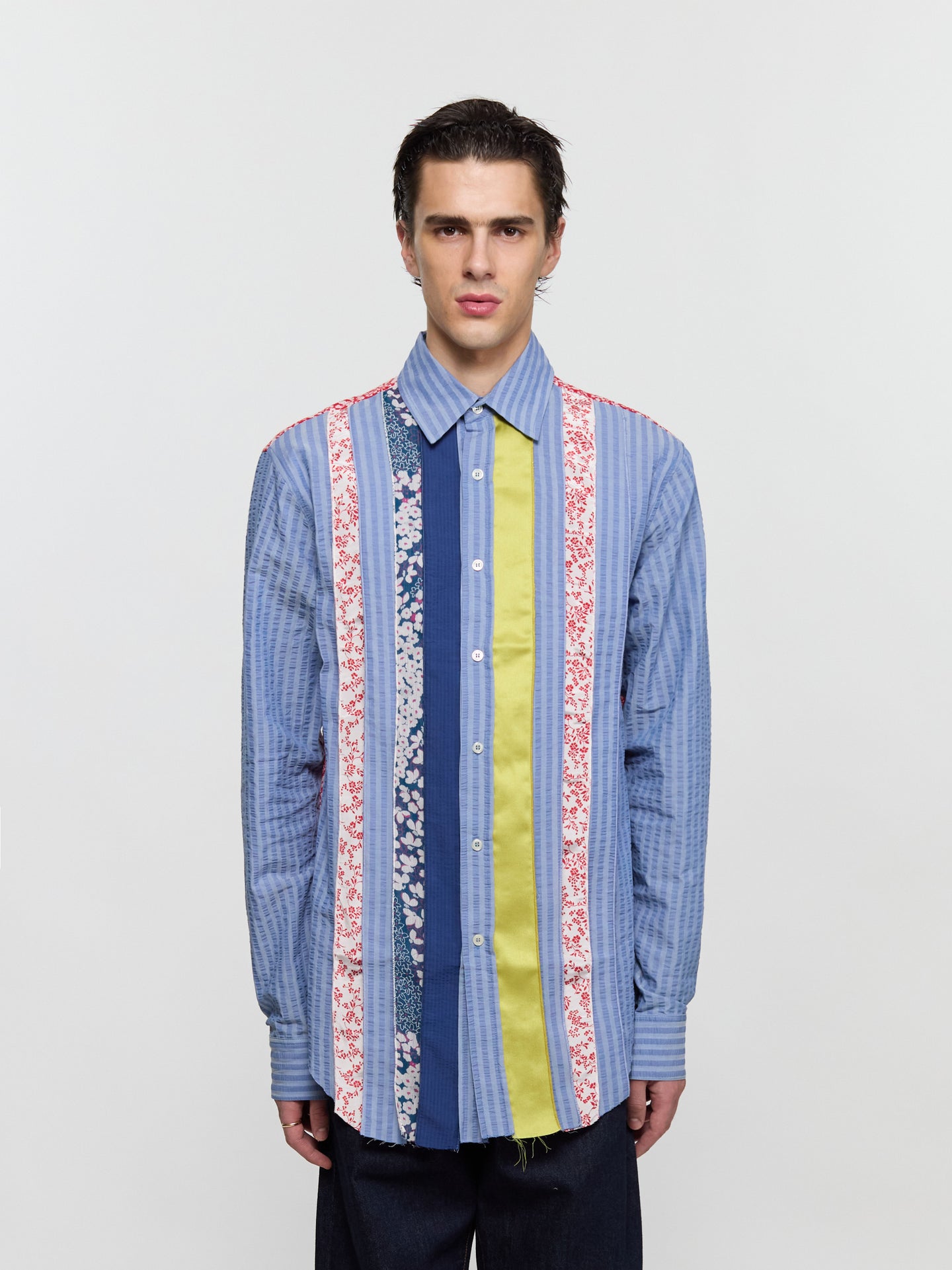Patch & Slash Shirt in Blue & Multi