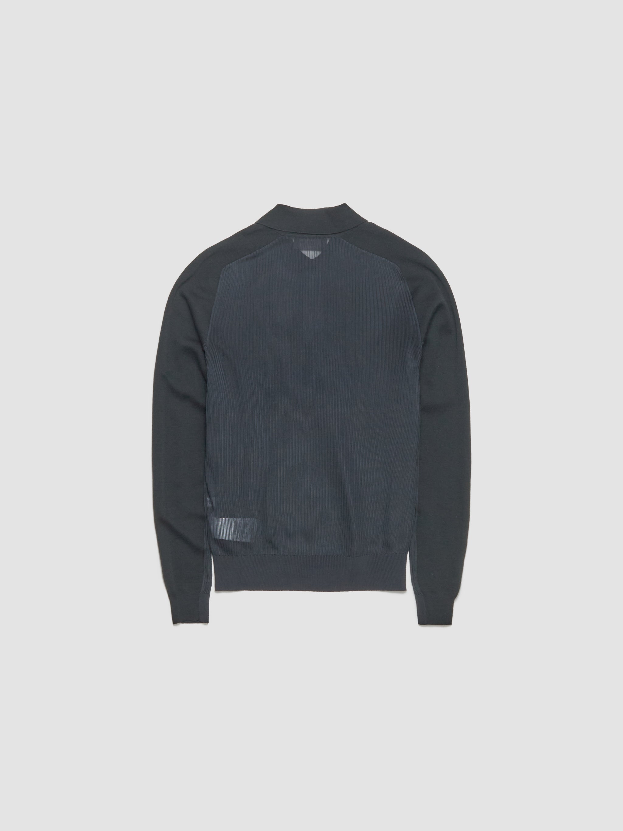 Long Sleeve Polo in Dark Green