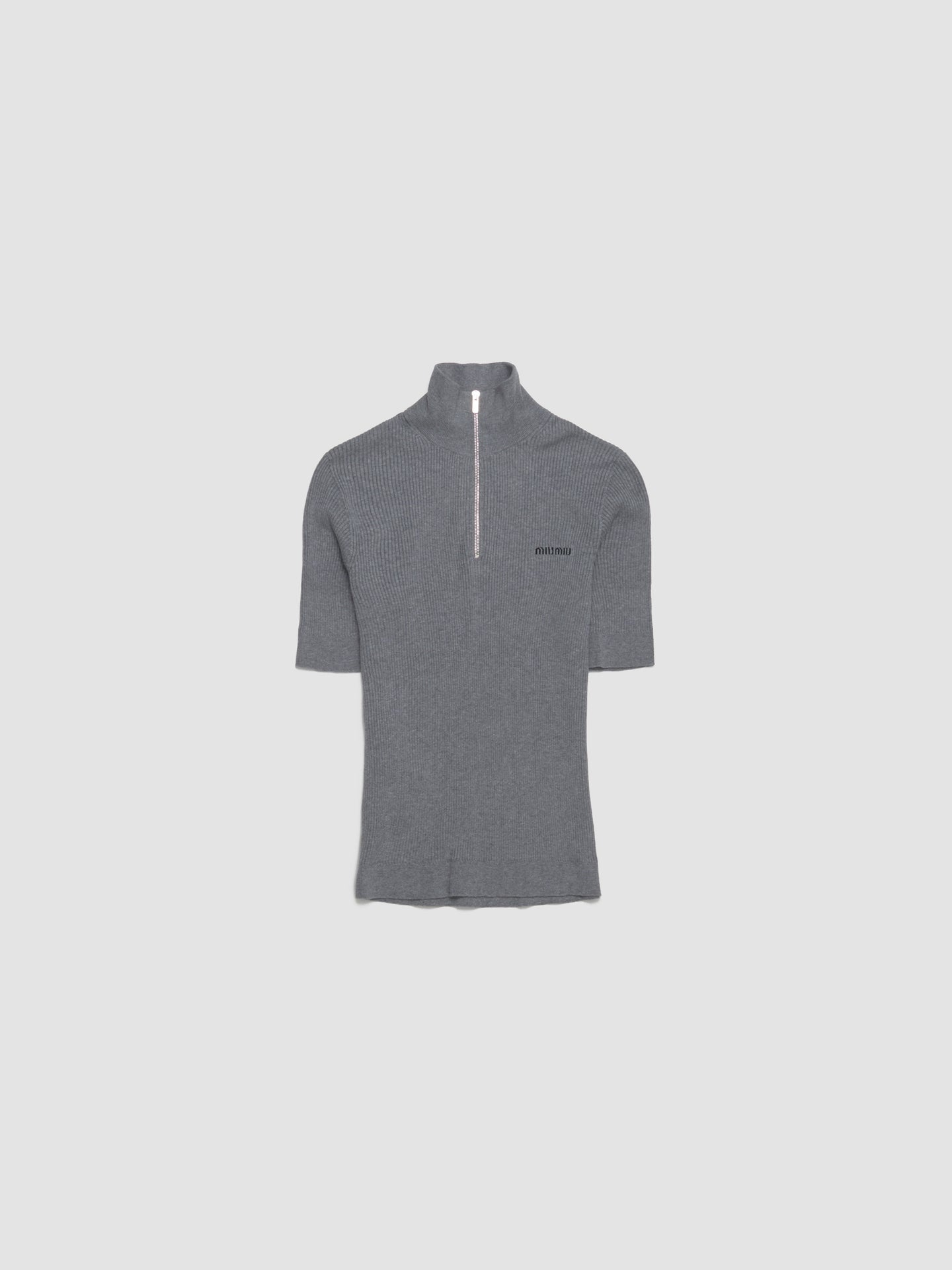 Cotton Half-Zip Sweater in Grey