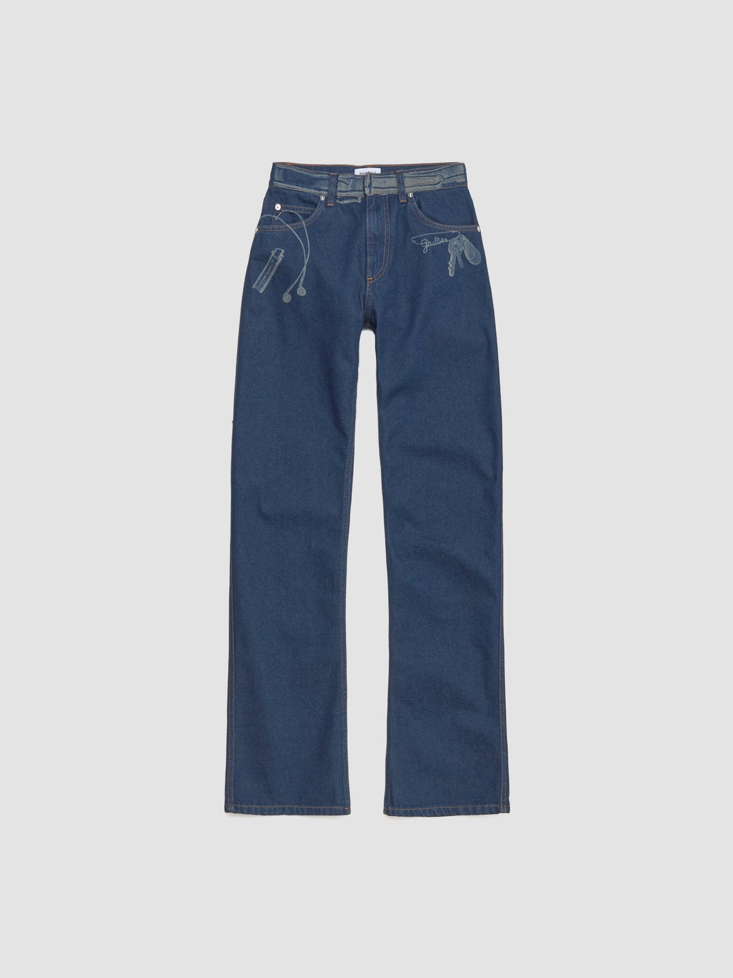 Jeans with Trompe L'Oeil Print in Vintage Blue