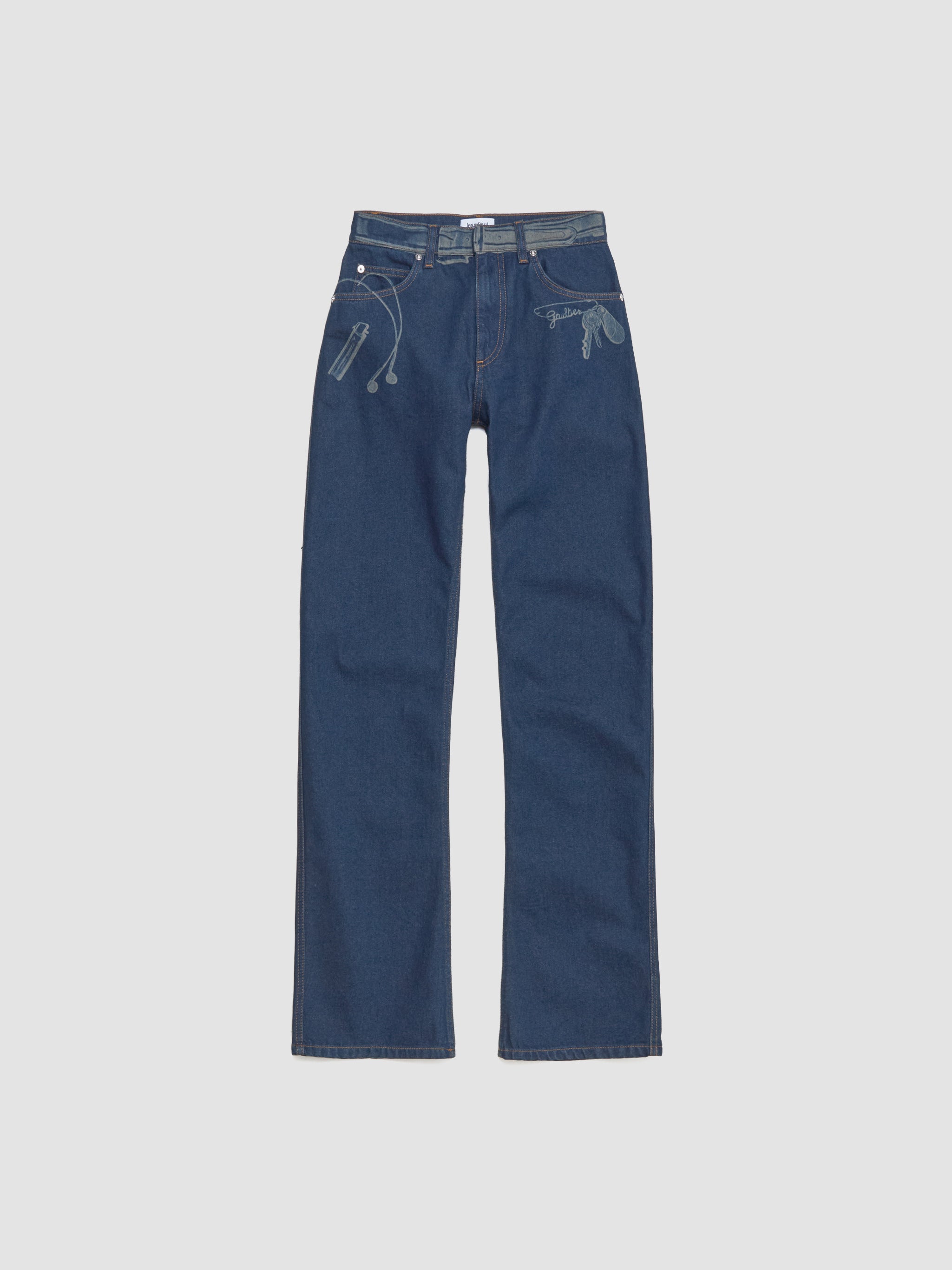 Jeans with Trompe L'Oeil Print in Vintage Blue