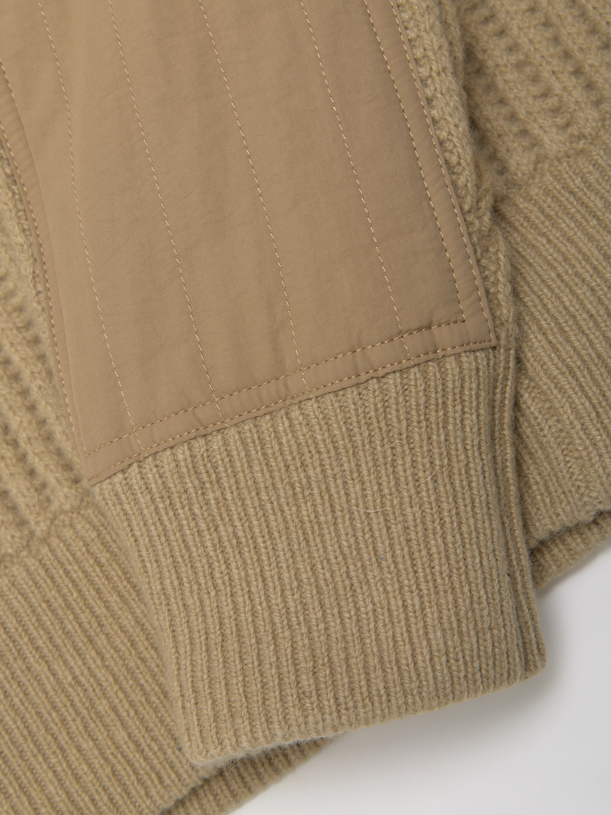 Military Patch Zip Sweater in Sand